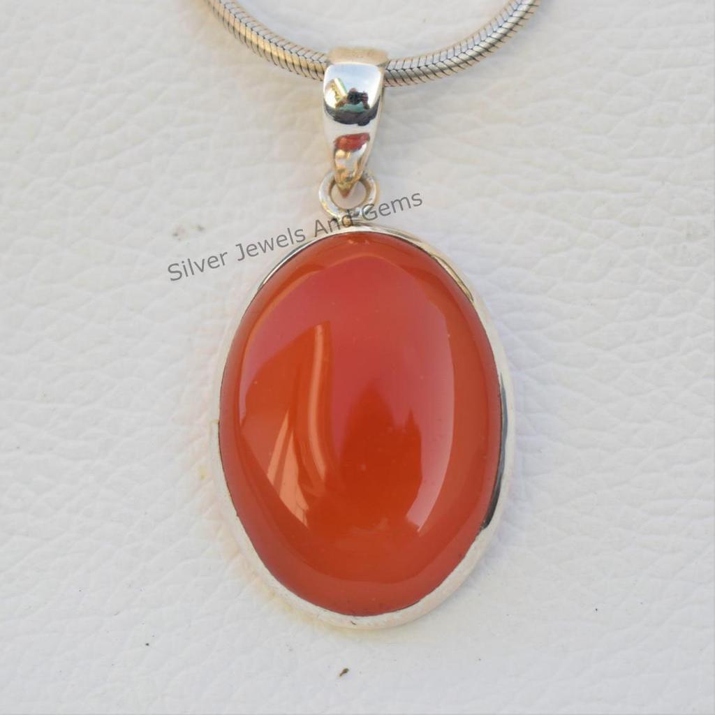 Natural Carnelian Pendant, Red Gemstone Pendant, Handmade Pendant, 925 Sterling Silver Pendant, Gift for Mom, Oval Carnelian Pendant