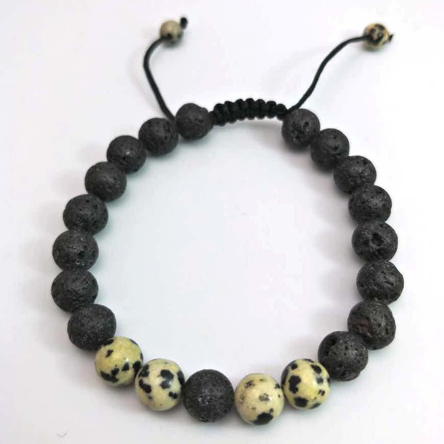 Energy Volcanic Stone Yoga Bracelet - 8mm Natural Woven Beads