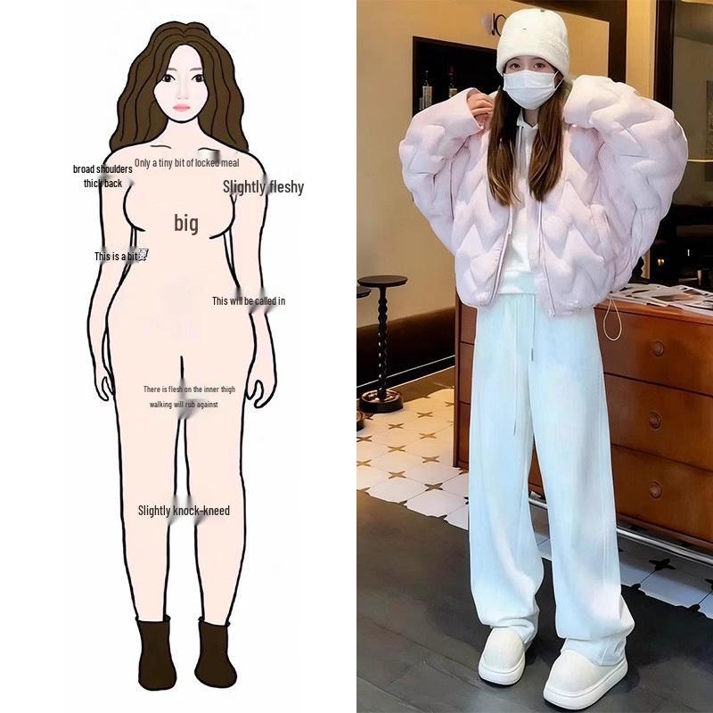 

2025 A/W Minimalist Cotton Jacket with Inner Velvet Hoodie & Sweatpants Set 3XL [145-160 lbs]