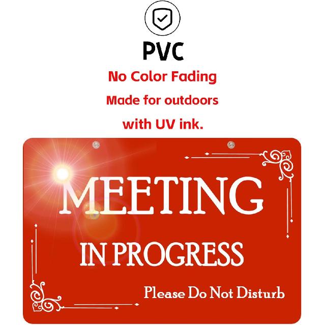 Meeting In Progress Sign,Do Not Disturb In Session Office Door Indicator,Welcome Please Knock Plaque for Business Home Office Meeting, Privacy Home