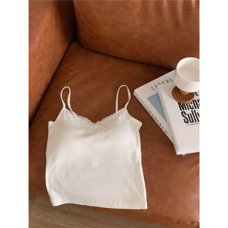 

2024 New Arrival Pure Desire Sling Vest with Chest Pad Intimates Sexy Lace Bows Design Base Tops Women White All yards