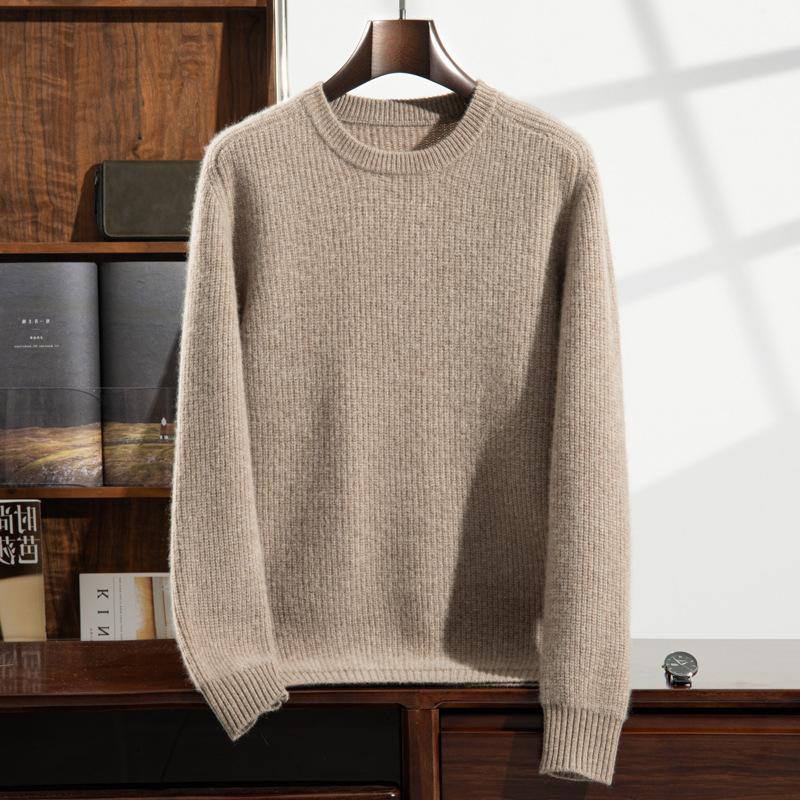 2025 new cashmere sweater round neck thickened knitted sweater loose pullover wool
