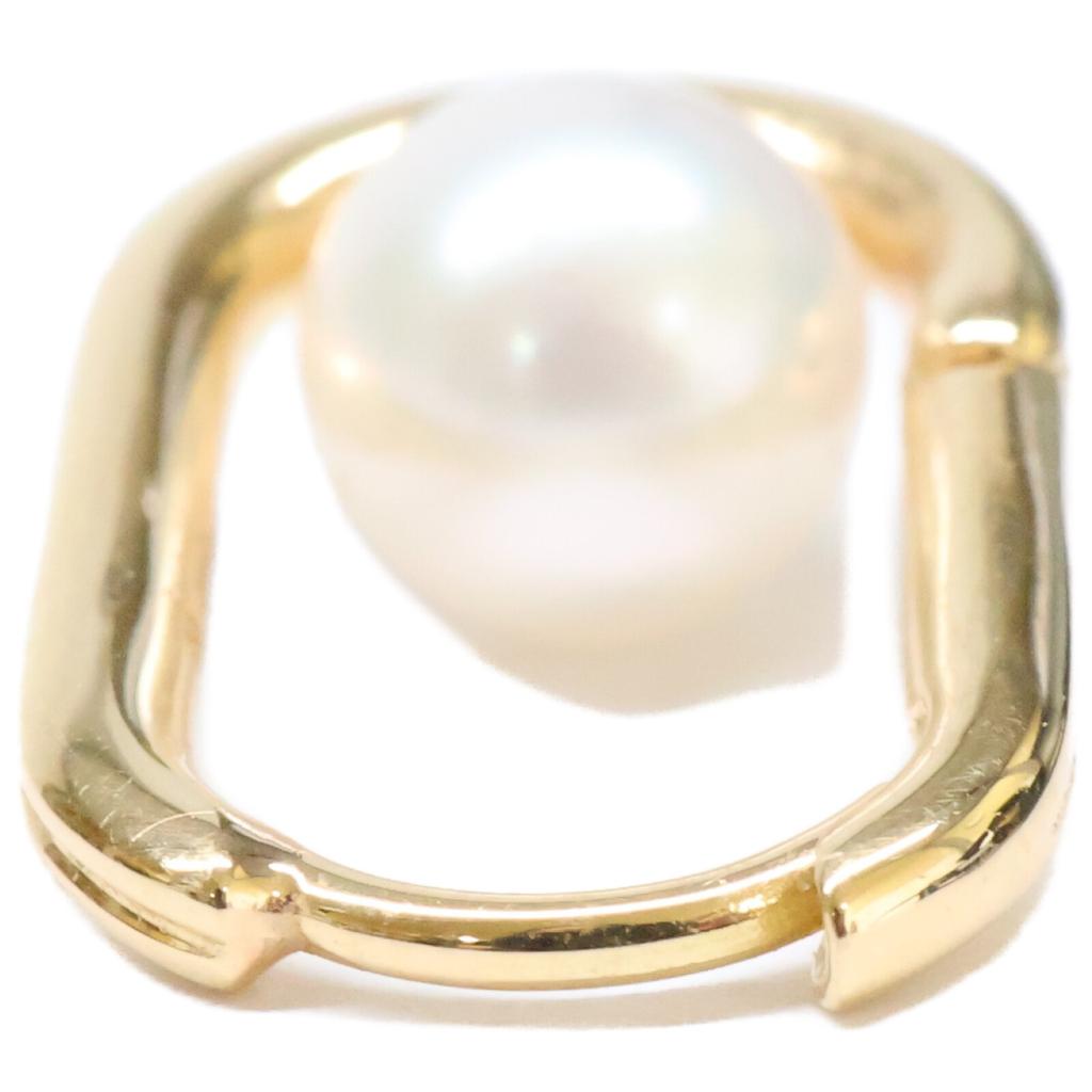 HIROTAKA [Excellent Condition] MH30GPEC K18 MANHATTAN Oblong Akoya Pearl Hoop, Single Ear Earring M Size Yellow GoldUsed