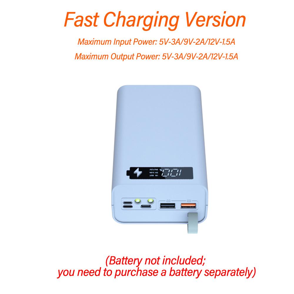 12 Cell 18650 Detachable Solder‑Free DIY Power Bank Kit PD Fast Charging With LED Light Mobile Power Shell Without Battery