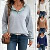 Womens Color Block V Neck Loose Long Sleeve Knit Sweater