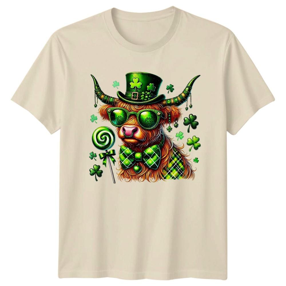 Highland Cow Saint Patricks Day Holidays Unisexs Unisexs Graphic Tee Shirt