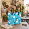 Cute Alpaca Printed Tote Bag Casual Outdoor Daily Use Lightweight Reusable Shopping Shoulder Handbag