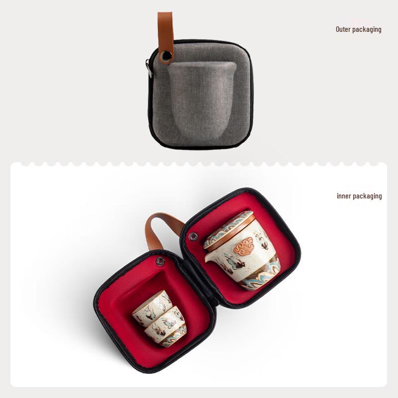 Dunhuang Ru Kiln Portable Ceramic Travel Tea Set