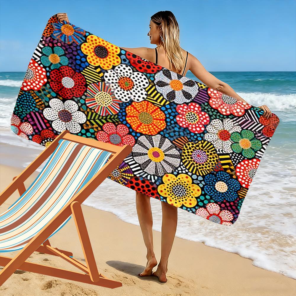 Colorful Floral Pattern Design Beach Towel Quick-drying for Travel Outdoor Sports Jogging Beach and Swimming