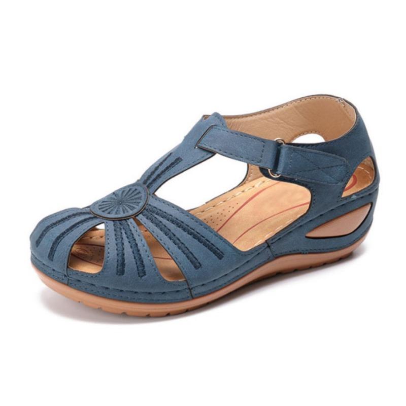 Summer New Women's Plus Size Hollow Out Sandals Stitched Wedge Heel Hollow Casual Shoes