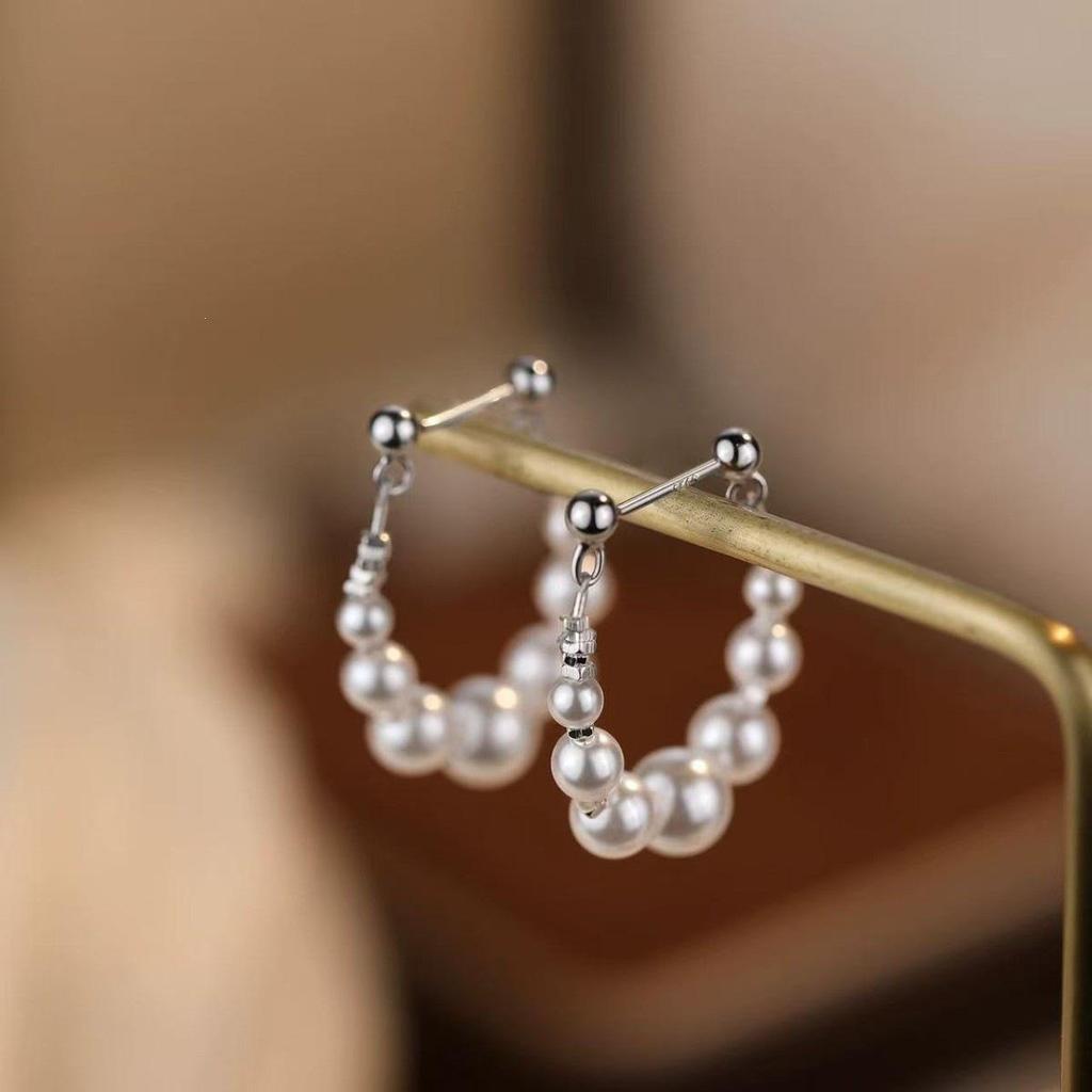 2025 New Style 925 Sterling Silver Pearl Earrings for Women: Light Luxury, High-End Feel, Trending Stud Earrings, Unique Niche Design