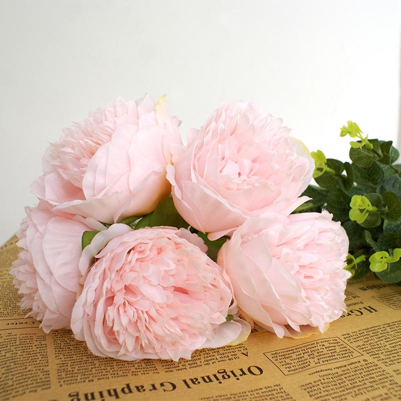 

1pc 5 heads/ bouquet Peony Artificial flowers Home Decor Silk Fake Flower Peonies artificial flowers for Wedding DIY decoration 1pc світло-рожевий колір