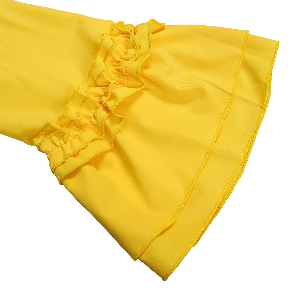 Spring and Summer Women's Dress Plus Size Loose Casual Ruffle Sleeve Tie Solid Color Dresses