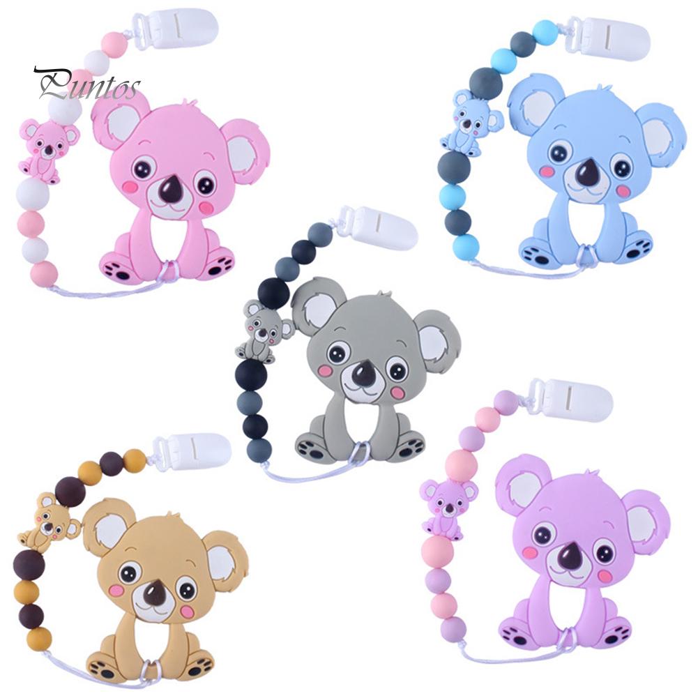 Puntos Cartoon Baby Food Grade Silikon Koala Beißring Schnuller Clip Kette Zahnen Spielzeug