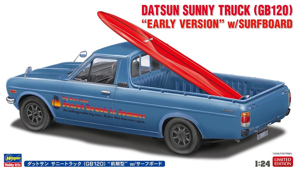 Hasegawa Datsun Sunny Truck Early Model with Surfboard Plastic Model Kit 20778 1/24 (GB120) (Car)