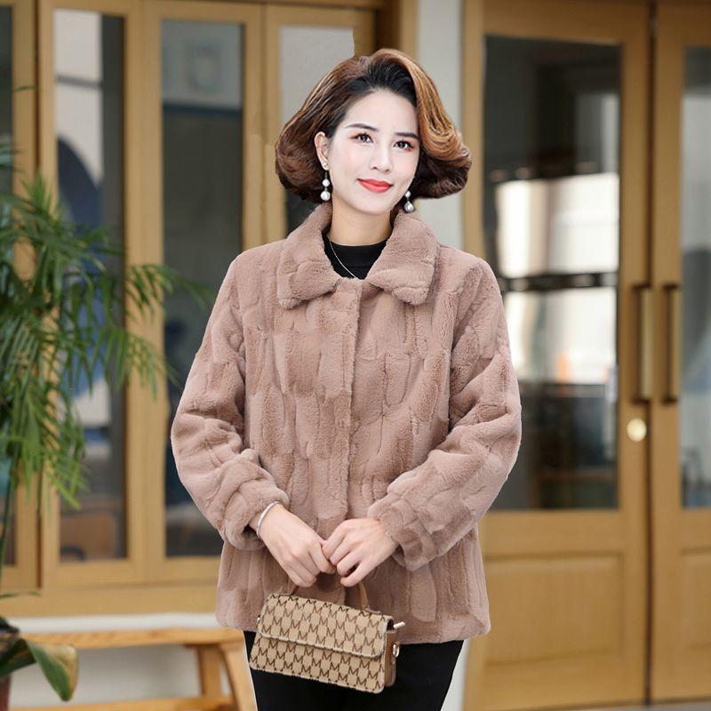 

Новая шуба из искусственного меха норки, женская осенне-зимняя, утолщенная, модная, большого размера, женская хлопковая одежда, одежда для мамы, плюс хлопок M (recommended below 52.5kg)