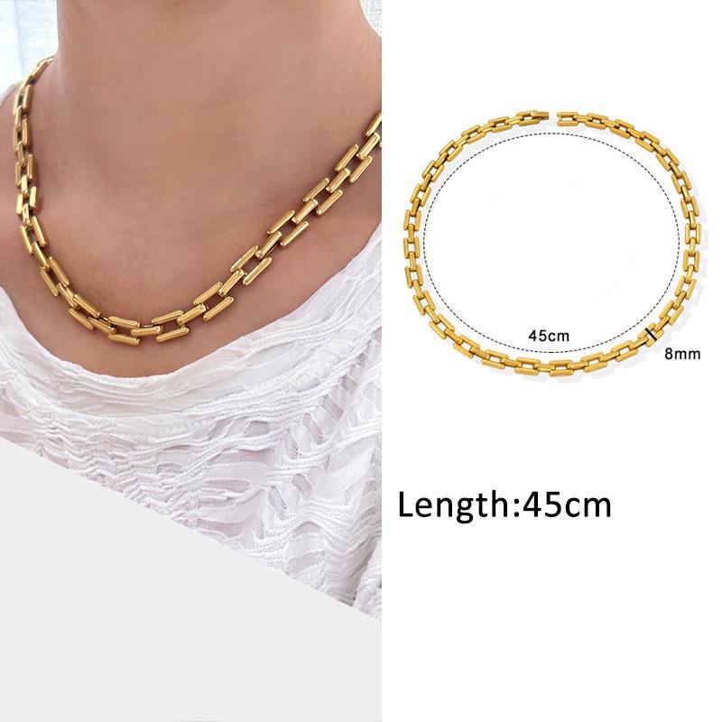 USENSET Men's Stainless Steel Chains Necklace Gold Color Handmade 18k Gold Plated Chains Individuality Zircon Gifts