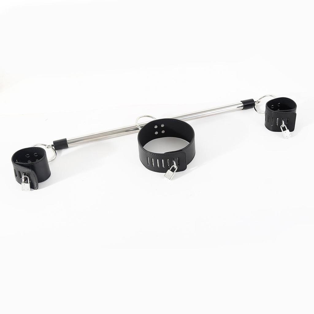 SM Restraint Kit with Locking Leather Handcuffs and Neck Rod