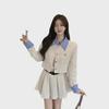 2024 Fall/Winter Women's Long-Sleeve Stitch Shirt Jacket & Pleated Skirt Set