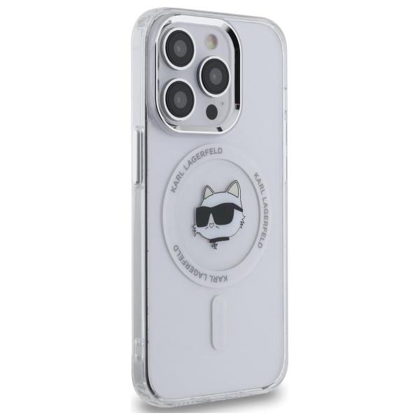 Karl Lagerfeld Klhmp14Lhlschh Iphone 14  Pro 6.1 Biały/White Hardcase Iml Metal Choupette Head Magsafe