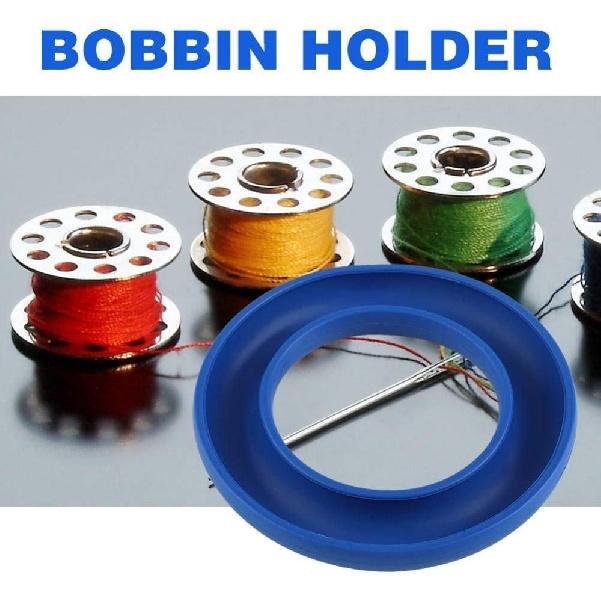 Sewing Bobbins Storage Box Silicone Rubber Round Ring Compact Lightweight Sewing Case Container Sewing Storage Tools (Blue)