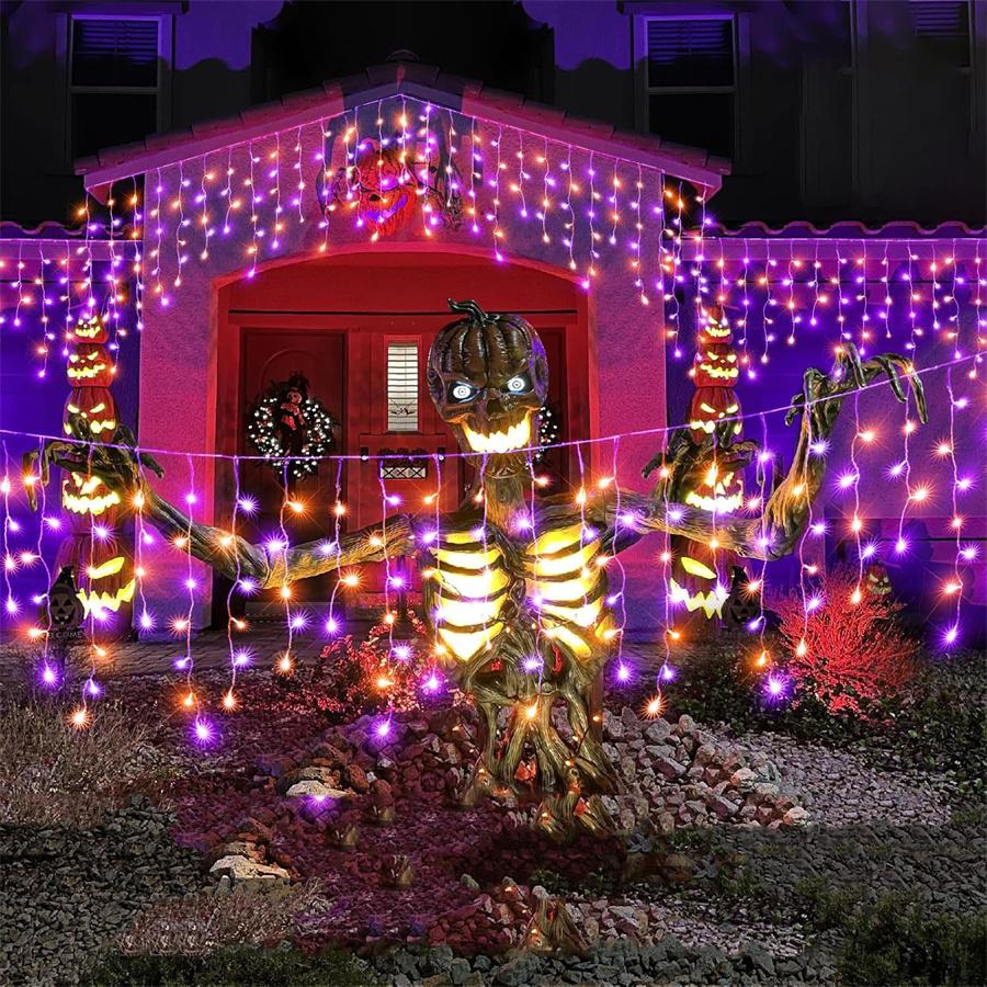 300 LED Purple Halloween Icicle Light Outdoor 9M Purple Icicle Light Outdoor Christmas Icicle Light DC30V for Holiday Decor