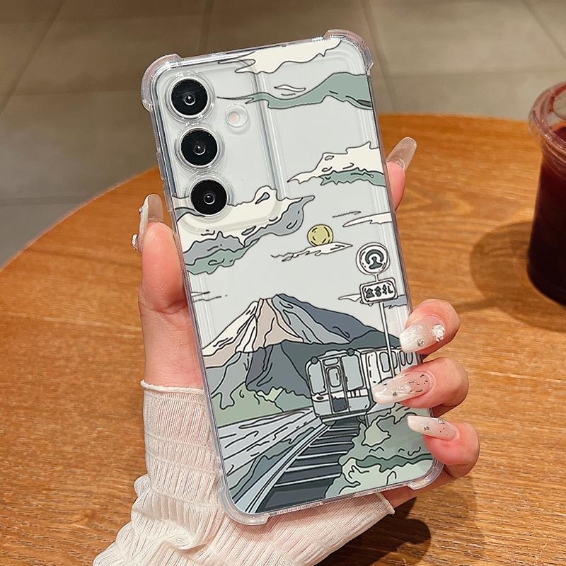 Mountain Train Pattern Phone Case For Samsung Galaxy S26 S25 S24 S23 Ultra S22 Plus S21 S24 S25 FE Clear Shockproof Soft Cover