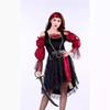 Halloween Red Pirate Captain Jack Costume Masquerade Ball Adult Female Pirates of the Caribbean Show Dress