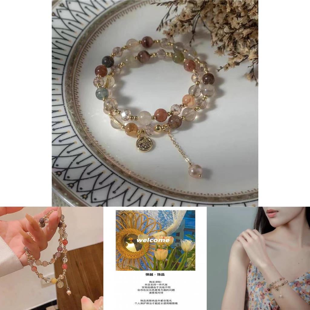 Handcrafted Double Layer Pearl Bracelet With Geometric Design For Women