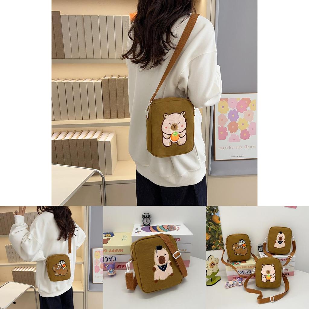 Adorable Cartoon Canvas Shoulder Bag For Kids Perfect For Everyday Use And Storage