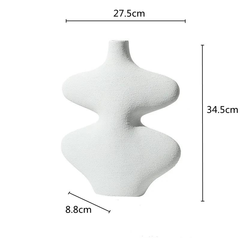 Bílá keramická váza Geometrický tvar Tykev Černobílé řemesla Aranžování květin Domácí dekorace Doplňky Vázy Květináče