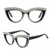 Men Anti Blue Light Far Sight Eyeglasses Cat Eye Diamond Studded Reading Glasses Women Presbyopia Glasses