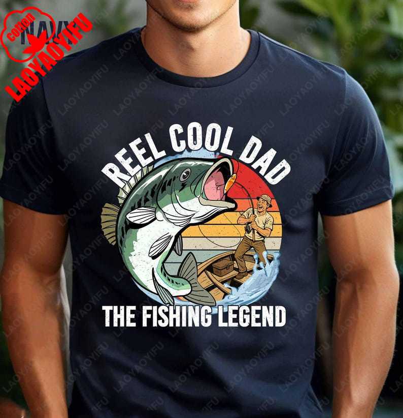 Dad Fathers Day TShirt Reel Fishing Cool Dad Shirt Best Ever Birthday for Dad Summer Fashion Casual Soft Cotton Funny Tees Top S