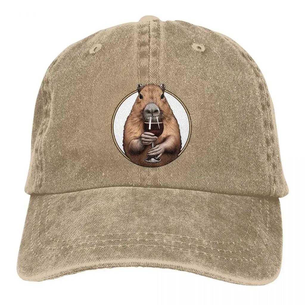 Pure Color Dad Hats Capybara Holding A Glass WoUnisexs Hat Sun Visor Baseball Caps Capybara Peaked Cap