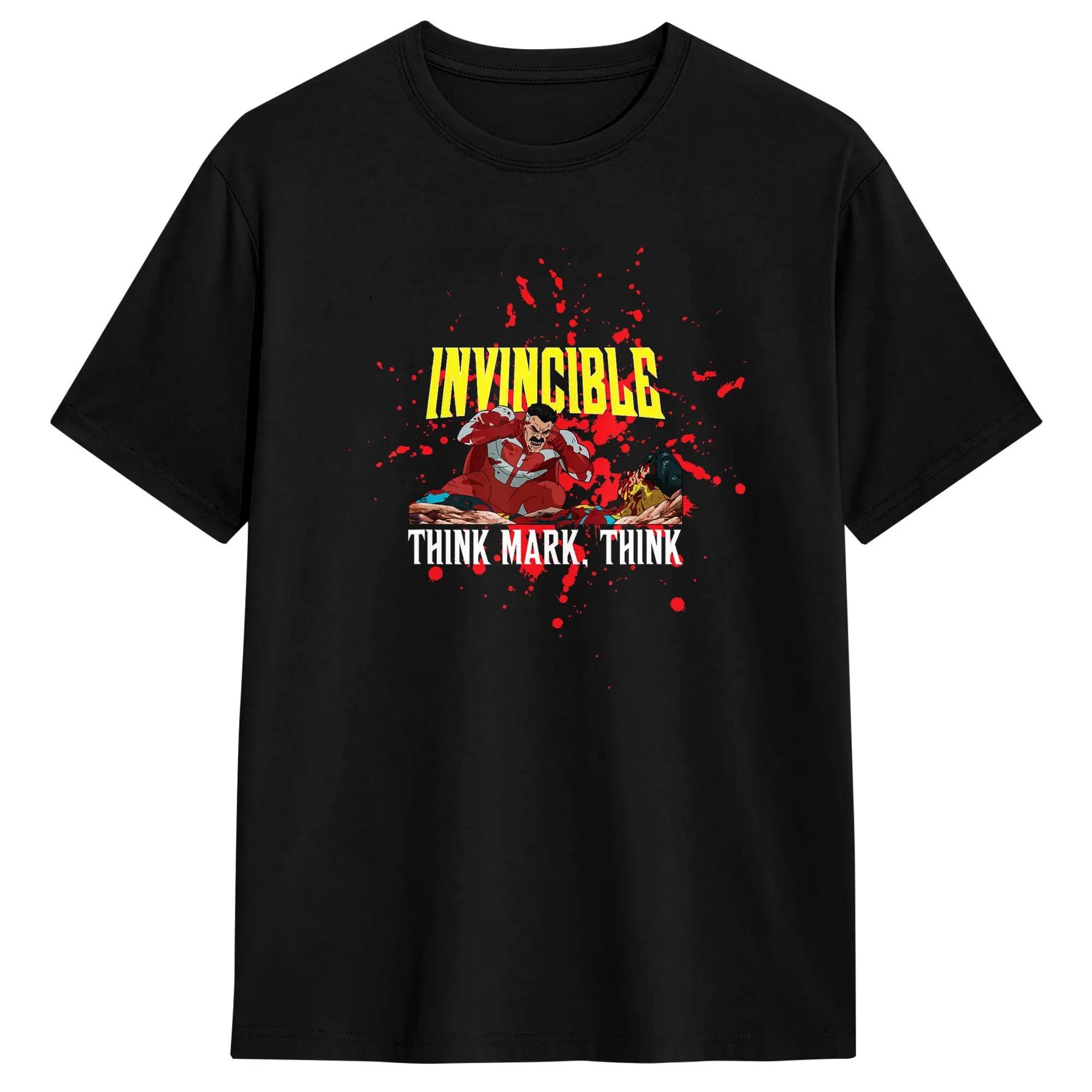 Unisex Invincibles Animated Think Mark Think T Shirt Cotton Clothes Cool Short Sleeve Round Collar Hip Hop Streetwear TShirt S