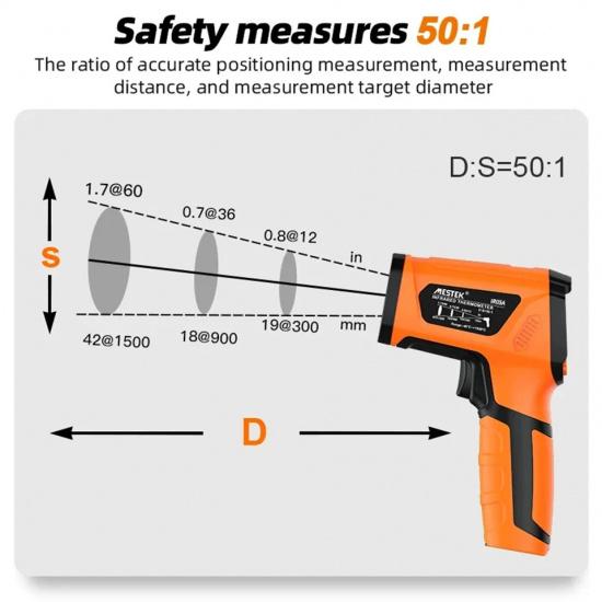 Non-contact Infrared Thermometer -40°C~1600°C High Temperature Meter with K-type Probe Laser Pyrometer Adjust Emissivity