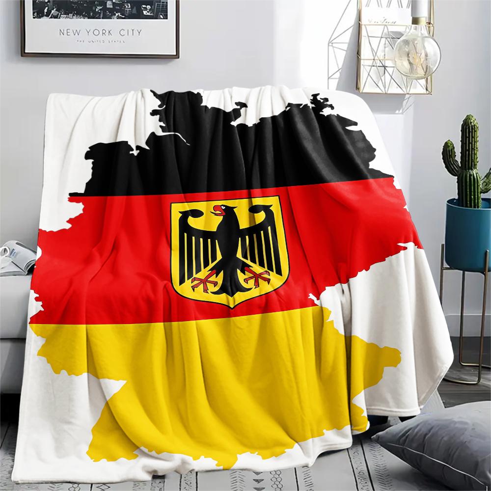 1PC Germany National Football Team Print Flannel Blanket, High Quality All Seasons, Home Decor, Warmth and Comfort, Perfect for Christmas Gifts