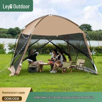 Four-Season Ventilated Camping Tent: Mesh Sunshade, Mosquito Repellent, Rainproof Shelter