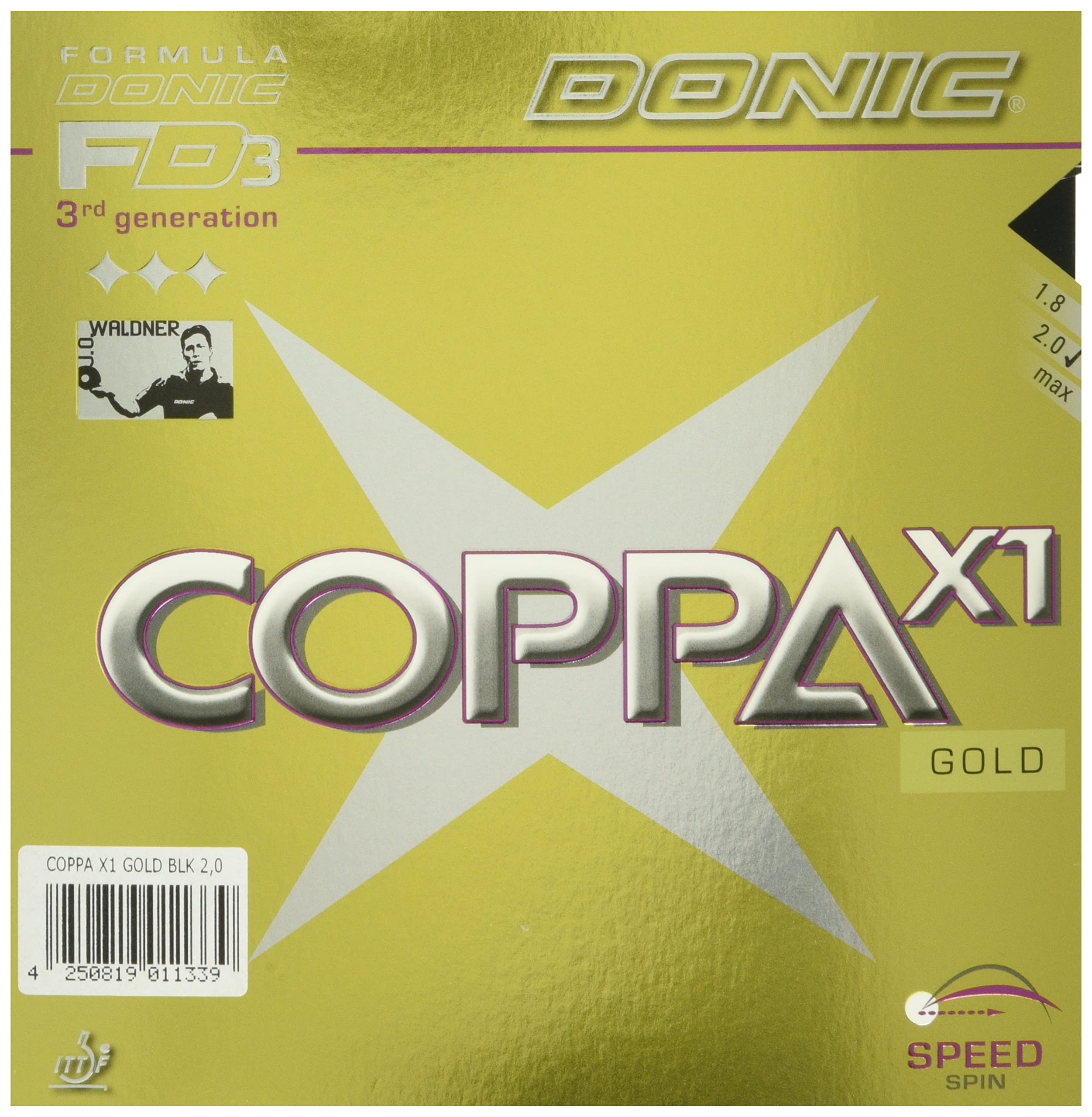 

DONIC Coppa X1 Накладка для настольного тенниса AL052, Черная, 2.0мм,