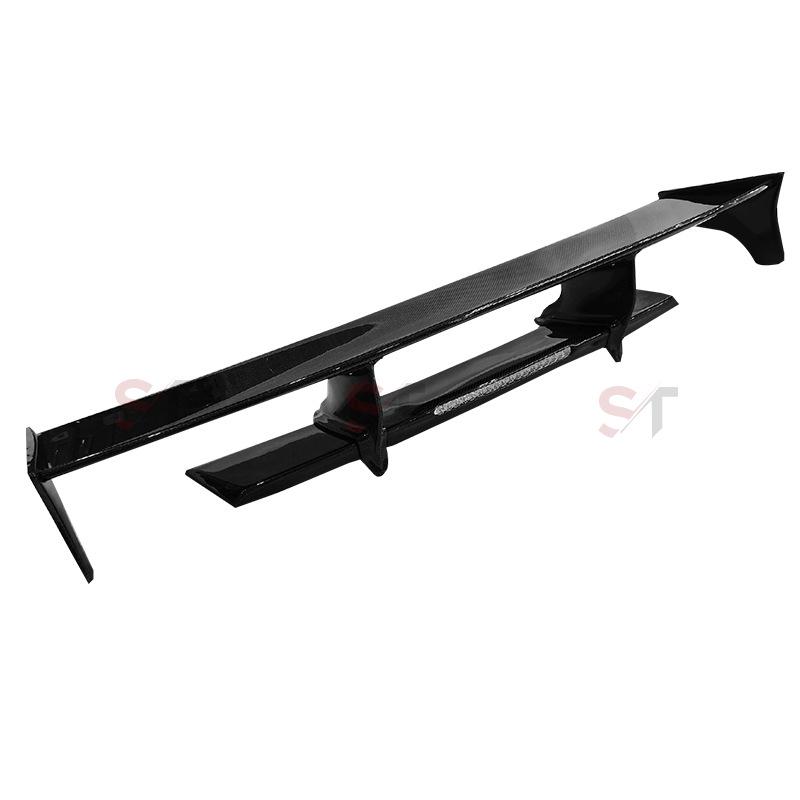 Compatible Nissan GTR35 Carbon Fiber Rear Spoiler - Double Layer Aerodynamic Wing with Lights and Stabilizer.