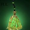 Scopa Alimentata a Batteria Strega di Halloween con Luce LED Verde, Scopa Luminosa da Mago Cosplay Decorazione per la Casa, Accessorio per Costumi per Feste a Tema,