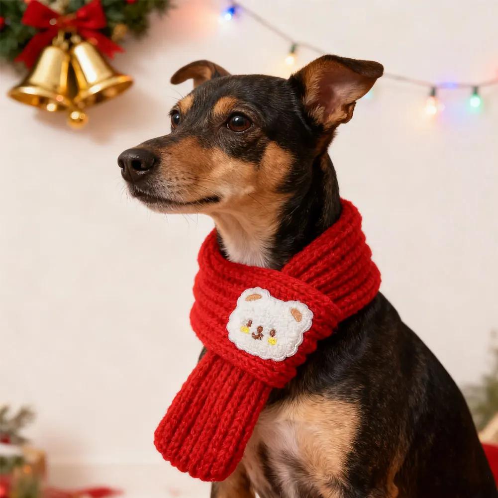 Poodle Yorkshire Scarves Mascotas Products Winter Warm Puppy Dog Cat Scarf Christmas Cute Pet Accessories for Small Medium Dogs