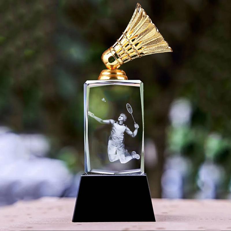 Customized Crystal Sculpture Trophy, Sports, Volleyball, Tennis, Badminton, Golf Games, Competition Awards, Home Decor