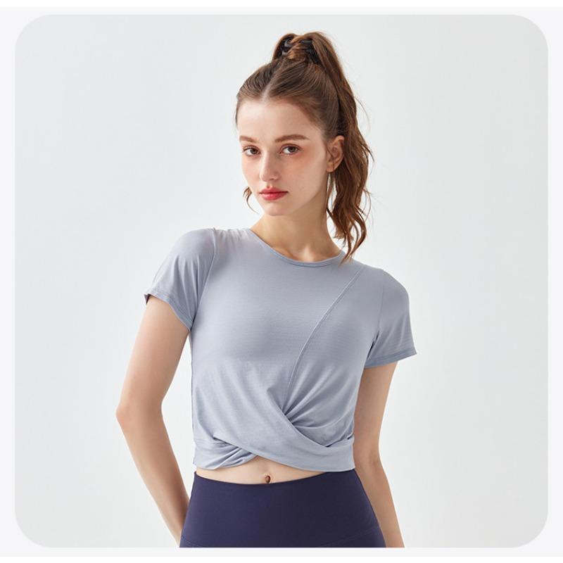 Damen Sommer Einfarbig Crossover Yoga Wear Übung Top
