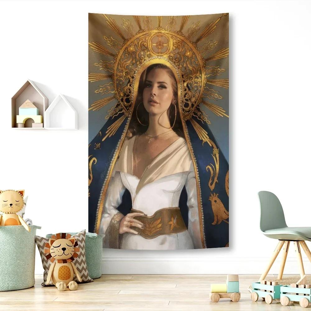 VIKAMA Banner Tappezzeria in Poliestere Lana Del Rey Decorazione Murale Pop Star Americana per Esterno Interno da Appendere per Casa Stanza del Dormitorio