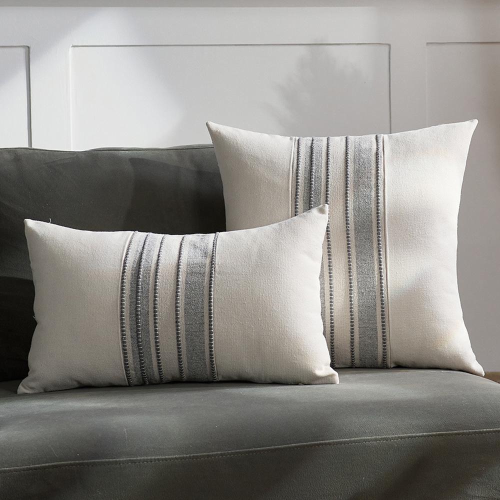 Striped Textured Throw Pillow Covers Boho Decorative Cushion Covers for Couch Sofa Bed Farmhouse & Modern Living Room Decor