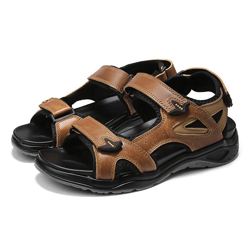 

New summer leather sandals men s trendy large size cool slippers driving casual beach shoes Vietnam 48