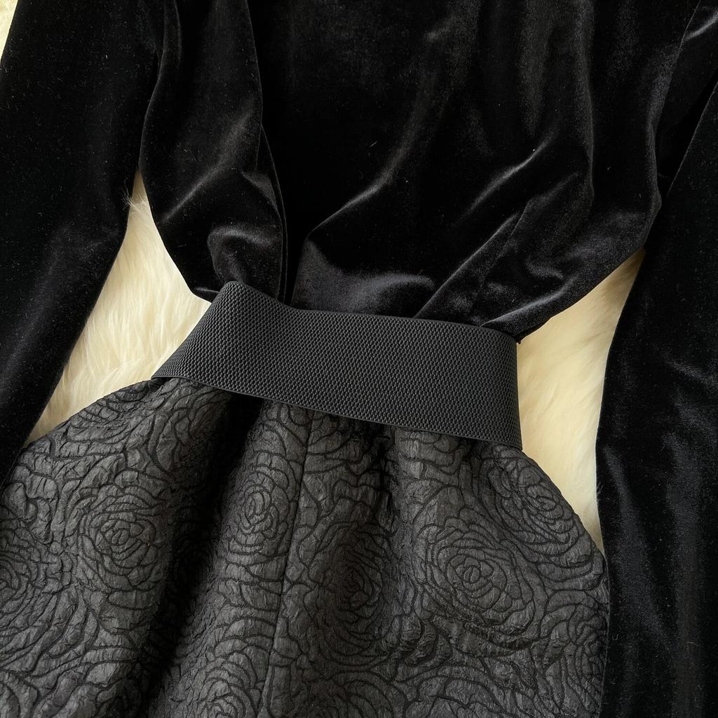 Solid Elegant Dress Women Winter Patchwork Lace Party Midi Dress Female Casual French Style Sweet Kawaii Korean Dress Women 2024