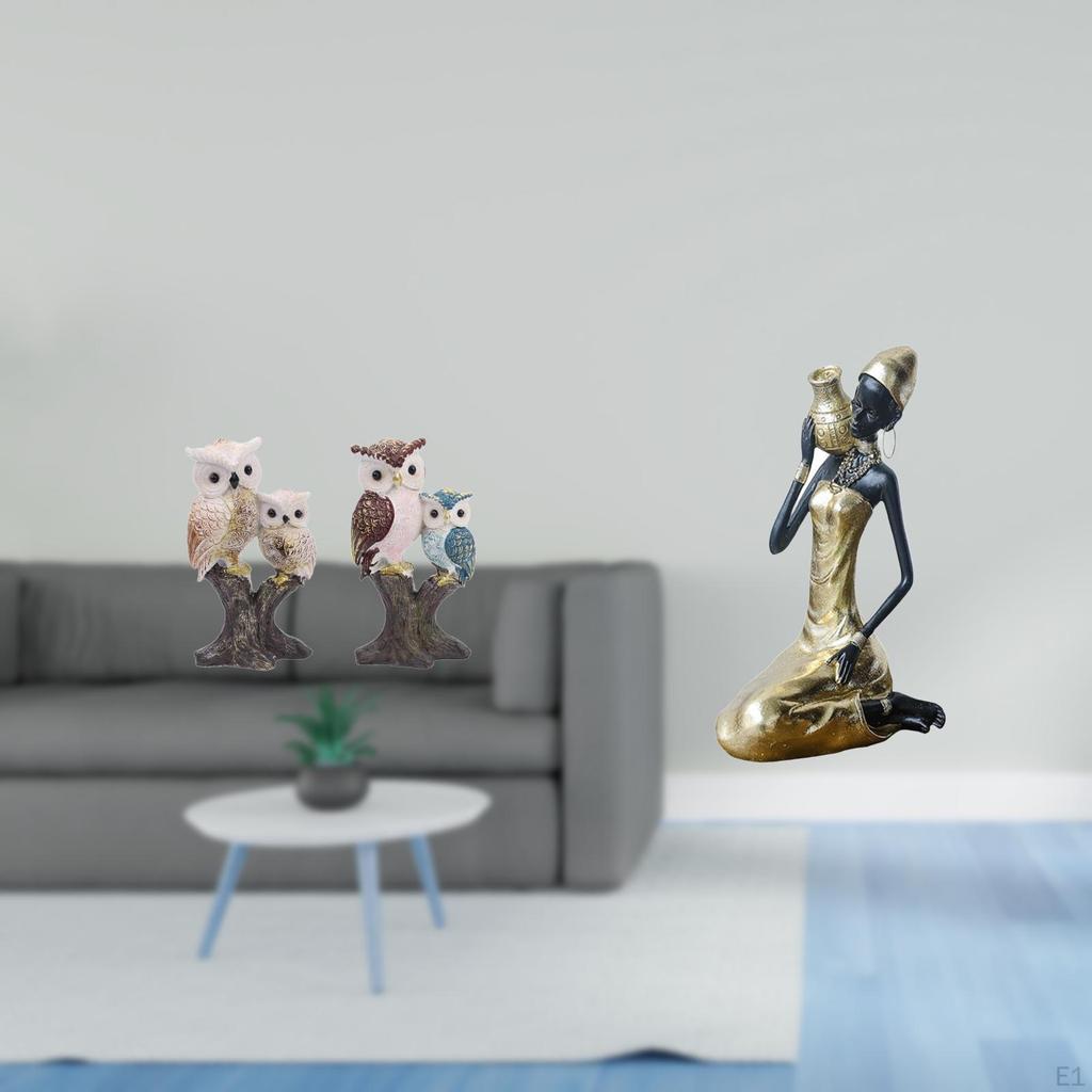 Owl Lady Sculpture Realistic Animal And Tribal Art Figurine Unique Handmade Resin Decoration for