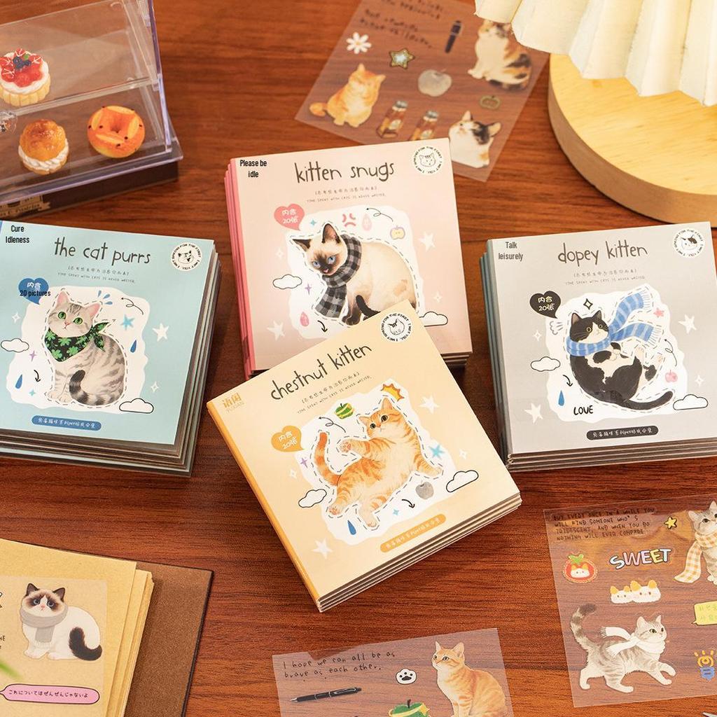 Language and Leisure: Cute Cat Pattern Decorative Sticker Book for Pets